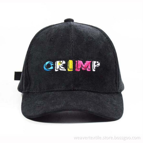 Black Embrodeiry Corduroy Baseball Cap
